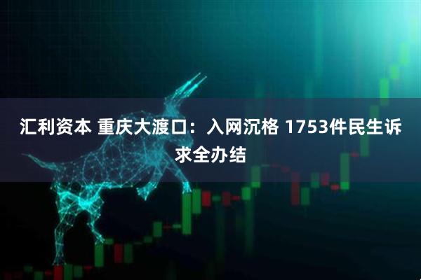 汇利资本 重庆大渡口：入网沉格 1753件民生诉求全办结