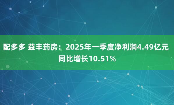 配多多 益丰药房：2025年一季度净利润4.49亿元 同比增长10.51%