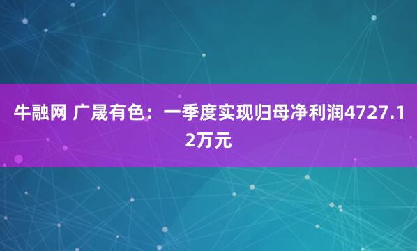 牛融网 广晟有色：一季度实现归母净利润4727.12万元